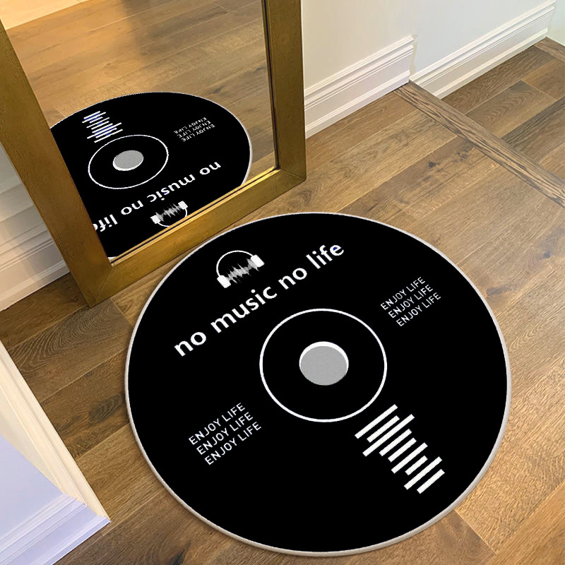 Commercial Vinyl Printing Machine - Alfombra redonda con patrón de discos